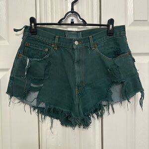 Levi's Green Distressed Jean Shorts